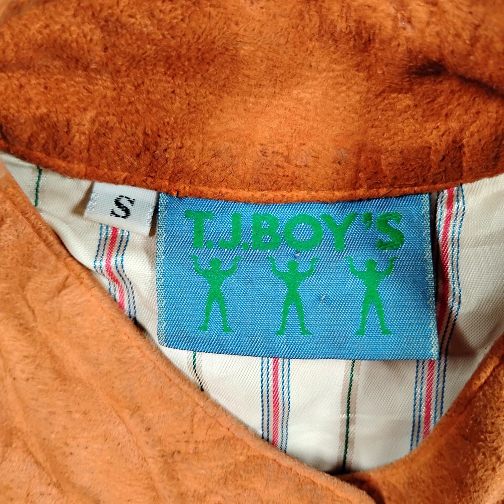 T.J. BOY'S Vintage Suede Leather Corset Lace Up Jacket Burnt Orange Small USA - Picture 2 of 10